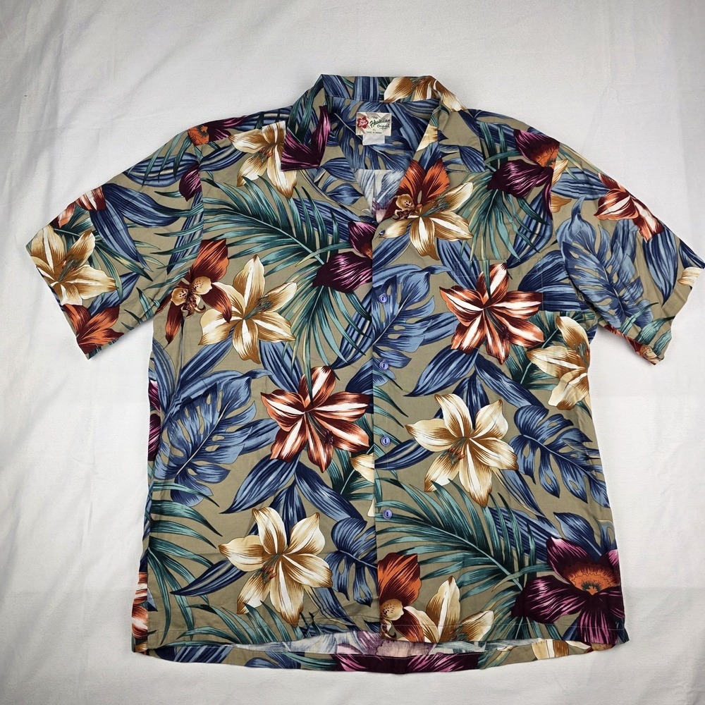 Hilo Hattie Hawaiian Shirt Mens XL Camp Floral Tropical Aloha Beach Vintage USA